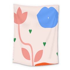 Lip Sexy Flower Tulip Heart Pink Red Blue Green Love Medium Tapestry by Mariart