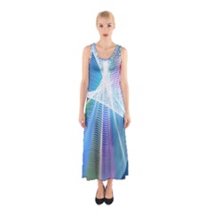 Light Means Net Pink Rainbow Waves Wave Chevron Green Blue Sky Sleeveless Maxi Dress by Mariart
