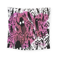 Octopus Colorful Cartoon Octopuses Pattern Black Pink Square Tapestry (small)
