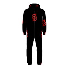 Seamless Pattern With Symbol Sex Men Women Black Background Glowing Red Black Sign Hooded Jumpsuit (kids)
