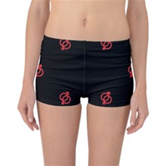 Seamless Pattern With Symbol Sex Men Women Black Background Glowing Red Black Sign Reversible Boyleg Bikini Bottoms by Mariart