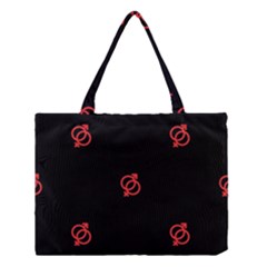 Seamless Pattern With Symbol Sex Men Women Black Background Glowing Red Black Sign Medium Tote Bag