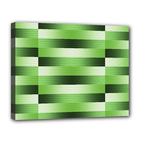 View Original Pinstripes Green Shapes Shades Canvas 14  X 11  by Mariart