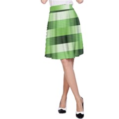 View Original Pinstripes Green Shapes Shades A-line Skirt by Mariart