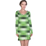View Original Pinstripes Green Shapes Shades Long Sleeve Nightdress