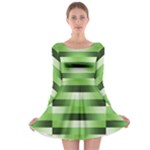 View Original Pinstripes Green Shapes Shades Long Sleeve Skater Dress