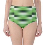 View Original Pinstripes Green Shapes Shades High-Waist Bikini Bottoms