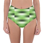 View Original Pinstripes Green Shapes Shades Reversible High-Waist Bikini Bottoms