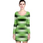 View Original Pinstripes Green Shapes Shades Long Sleeve Velvet Bodycon Dress