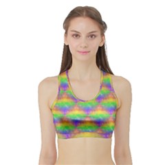 Painted Rainbow Pattern Sports Bra With Border