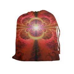 Liquid Sunset, A Beautiful Fractal Burst Of Fiery Colors Drawstring Pouches (extra Large)