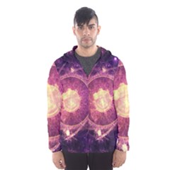 A Gold And Royal Purple Fractal Map Of The Stars Hooded Wind Breaker (men) by jayaprime