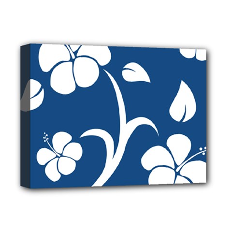 Blue Hawaiian Flower Floral Deluxe Canvas 16  X 12   by Mariart