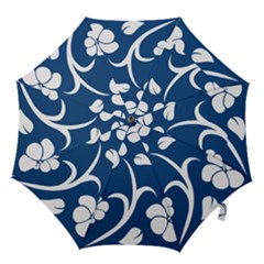 Blue Hawaiian Flower Floral Hook Handle Umbrellas (small)