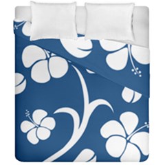 Blue Hawaiian Flower Floral Duvet Cover Double Side (california King Size) by Mariart