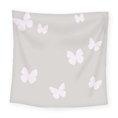 Butterfly Silhouette Organic Prints Linen Metallic Synthetic Wall Pink Square Tapestry (large)