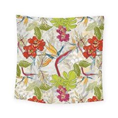 Flower Floral Red Green Tropical Square Tapestry (small)
