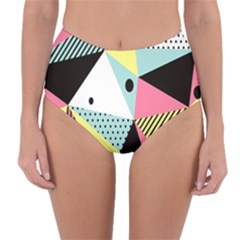 Geometric Polka Triangle Dots Line Reversible High-waist Bikini Bottoms