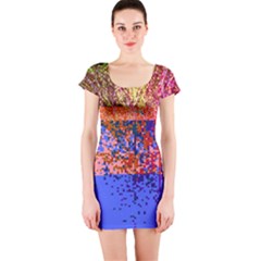 Glitchdrips Shadow Color Fire Short Sleeve Bodycon Dress by Mariart