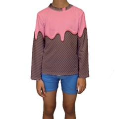 Ice Cream Pink Choholate Plaid Chevron Kids  Long Sleeve Swimwear by Mariart