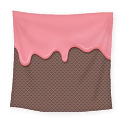 Ice Cream Pink Choholate Plaid Chevron Square Tapestry (large)