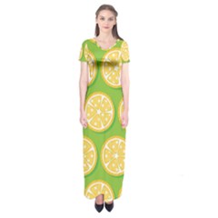 Lime Orange Yellow Green Fruit Short Sleeve Maxi Dress by Mariart