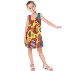 Line Star Polka Dots Plaid Circle Kids  Sleeveless Dress by Mariart