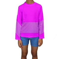 Line Pink Kids  Long Sleeve Swimwear by Mariart