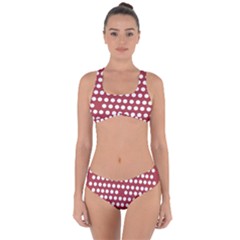 Pink White Polka Dots Criss Cross Bikini Set by Mariart
