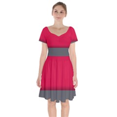 Red Gray Flag Line Horizontal Short Sleeve Bardot Dress by Mariart
