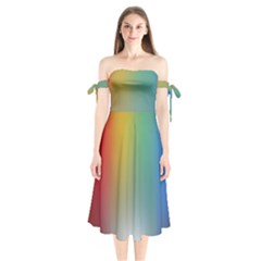 Rainbow Flag Simple Shoulder Tie Bardot Midi Dress