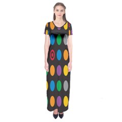 Polka Dots Rainbow Circle Short Sleeve Maxi Dress by Mariart