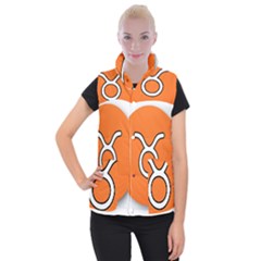 Taurus Symbol Sign Orange Women s Button Up Puffer Vest