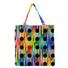 Watermark Circles Squares Polka Dots Rainbow Plaid Grocery Tote Bag