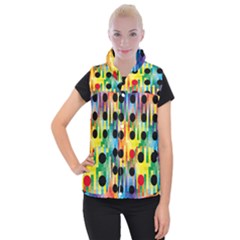 Watermark Circles Squares Polka Dots Rainbow Plaid Women s Button Up Puffer Vest by Mariart