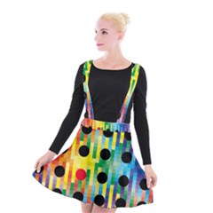 Watermark Circles Squares Polka Dots Rainbow Plaid Suspender Skater Skirt by Mariart