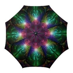 Anodized Rainbow Eyes And Metallic Fractal Flares Golf Umbrellas by jayaprime