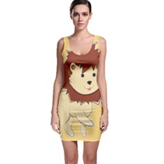 Happy Cartoon Baby Lion Sleeveless Bodycon Dress by Catifornia