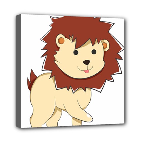Happy Cartoon Baby Lion Mini Canvas 8  X 8  by Catifornia
