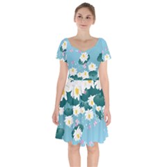 Summer Daisy Back Short Sleeve Bardot Dress by twirlsandswirlsdesigns
