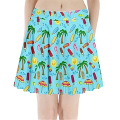 Beach Pattern Pleated Mini Skirt by Valentinaart