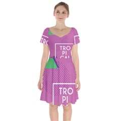 Behance Feelings Beauty Polka Dots Leaf Triangle Tropical Pink Short Sleeve Bardot Dress by Mariart
