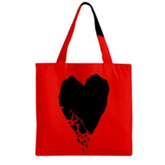 Broken Heart Tease Black Red Zipper Grocery Tote Bag