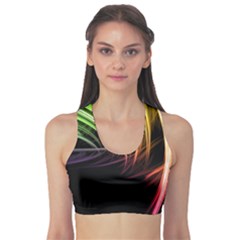 Colorful Abstract Fantasy Modern Green Gold Purple Light Black Line Sports Bra by Mariart