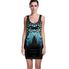 Blue And Green Feather Collier Sleeveless Bodycon Dress by UnicornFashion