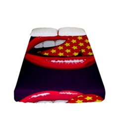 Lip Vector Hipster Example Image Star Sexy Purple Red Fitted Sheet (full/ Double Size) by Mariart