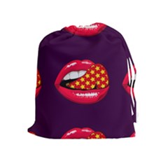 Lip Vector Hipster Example Image Star Sexy Purple Red Drawstring Pouches (extra Large) by Mariart