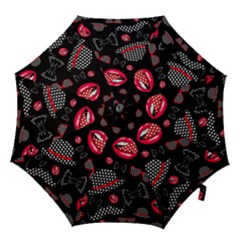 Lip Hat Vector Hipster Example Image Star Sexy Black Red Hook Handle Umbrellas (medium) by Mariart