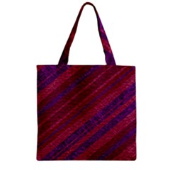 Maroon Striped Texture Zipper Grocery Tote Bag