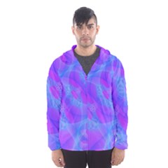 Original Purple Blue Fractal Composed Overlapping Loops Misty Translucent Hooded Wind Breaker (men)